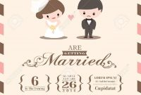 Wedding Invitation Card Template With Cute Groom And Bride Cartoon pertaining to dimensions 975 X 1300