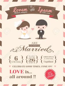 Wedding Invitation Card Template With Cute Groom And Bride Cartoon pertaining to dimensions 975 X 1300