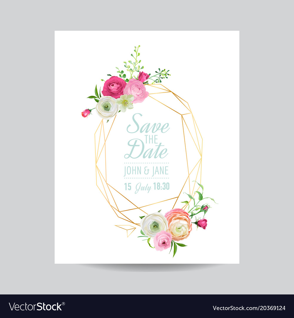 Wedding Invitation Floral Template Royalty Free Vector Image with measurements 1000 X 1080