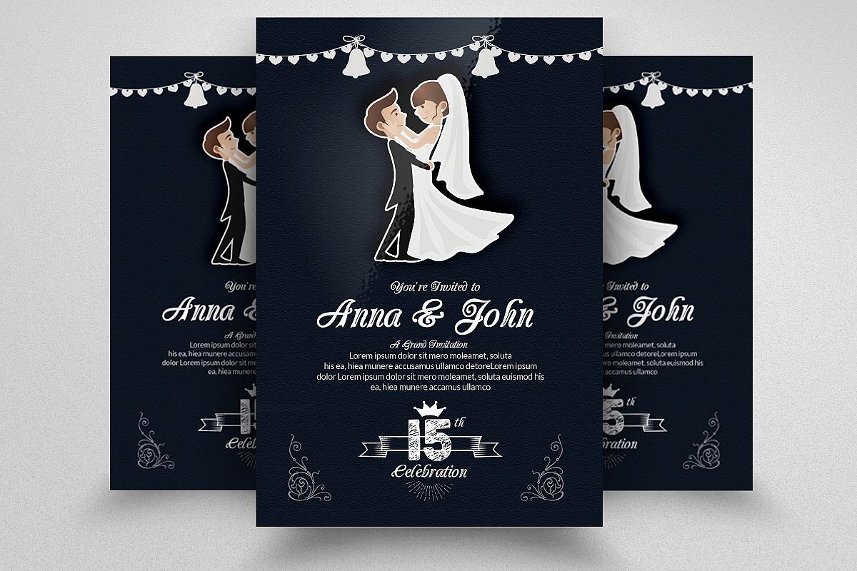 Wedding Invitation Flyers Template with proportions 1200 X 800
