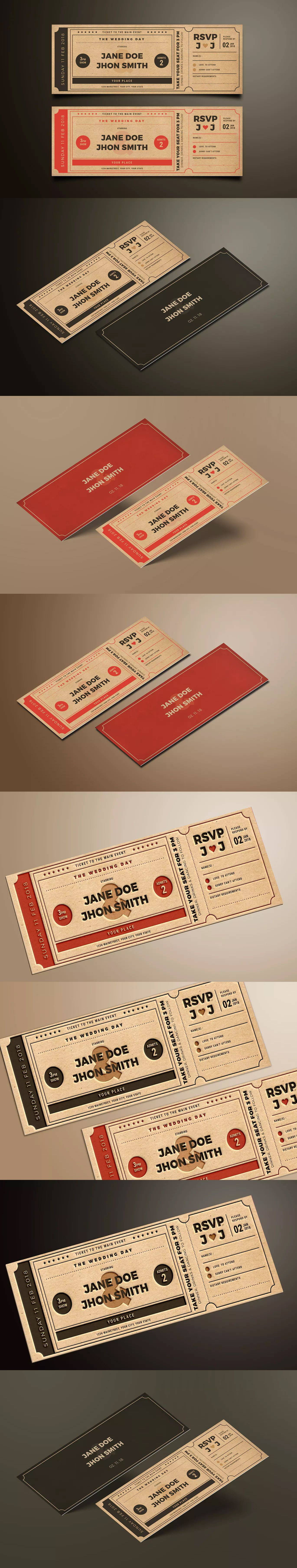 Wedding Invitation Movie Ticket Template Ai Psd Invitation Card with regard to measurements 1370 X 7228