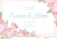 Wedding Invitation Pink Cherry Sakura Horizontal Stock Illustration for dimensions 1300 X 957