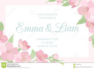 Wedding Invitation Pink Cherry Sakura Horizontal Stock Illustration for dimensions 1300 X 957