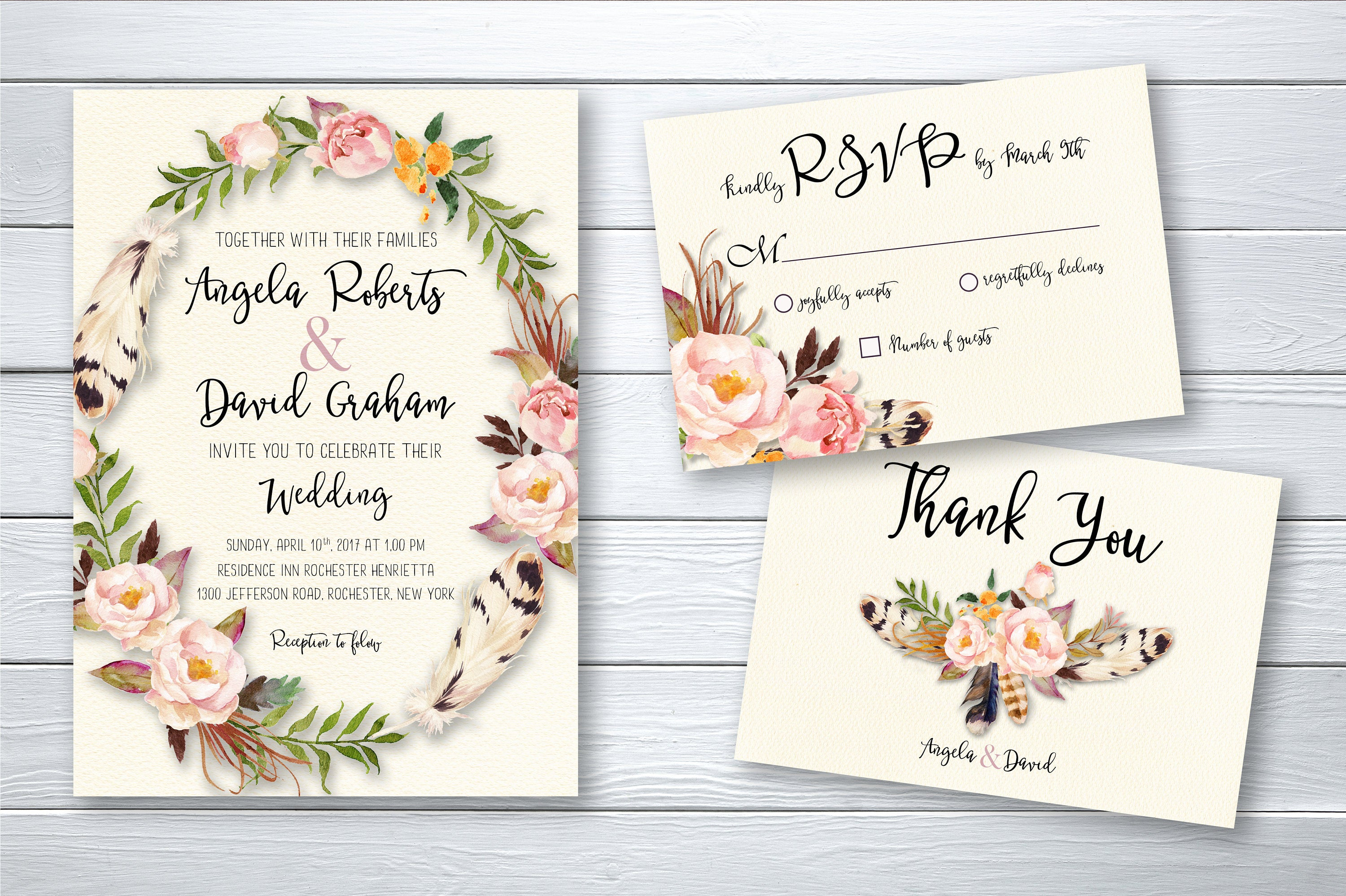 Wedding Invitation Printable Peach Blush Boho Flowers Digital Etsy within proportions 3000 X 1997