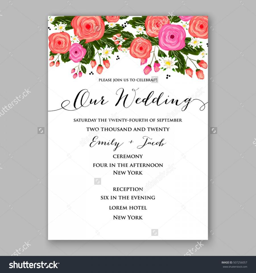 Wedding Invitation Printable Template With Floral Wreath Or Bouquet intended for measurements 900 X 960