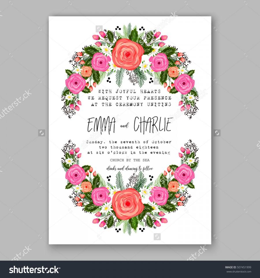 Wedding Invitation Printable Template With Floral Wreath Or Bouquet regarding measurements 900 X 960