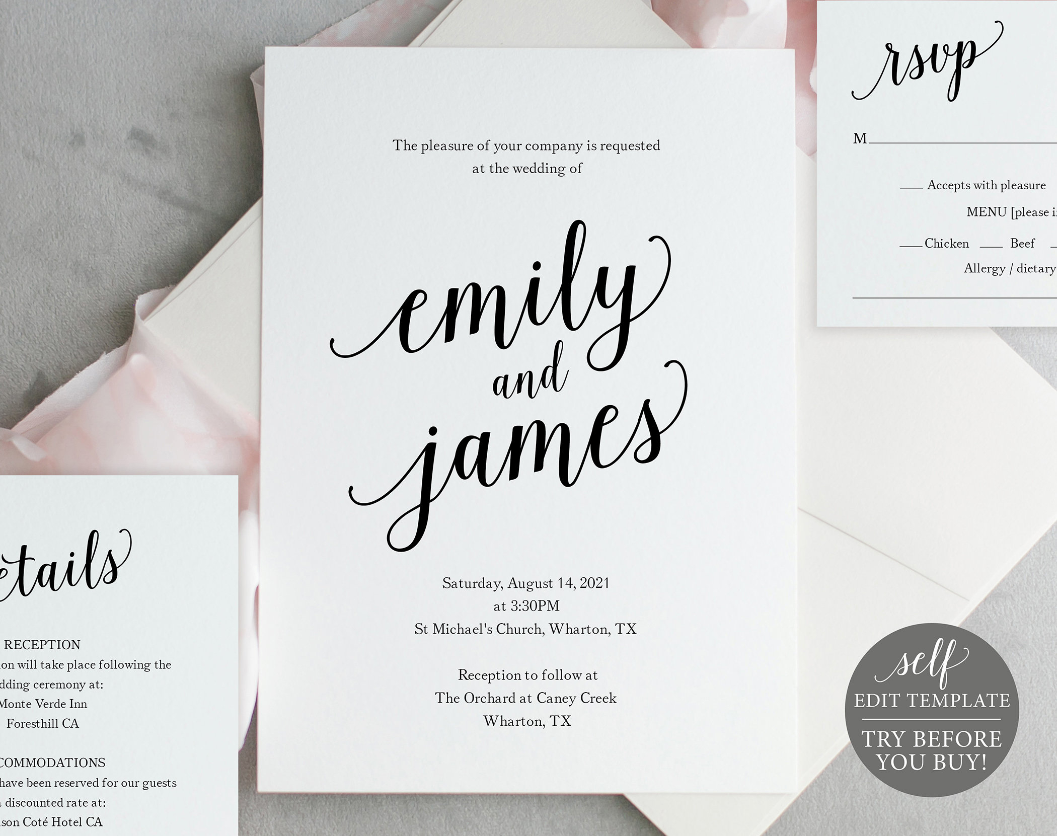 Wedding Invitation Set Templates Modern Script Fully Etsy with regard to size 2100 X 1661