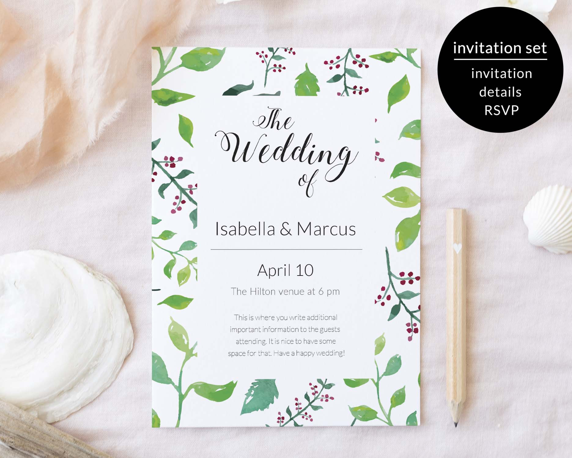 Wedding Invitation Suite Wedding Invitation Suite Template Floral Invitation Suite Wedding Invite Suite Printable Invite Suite Printable inside size 1871 X 1496