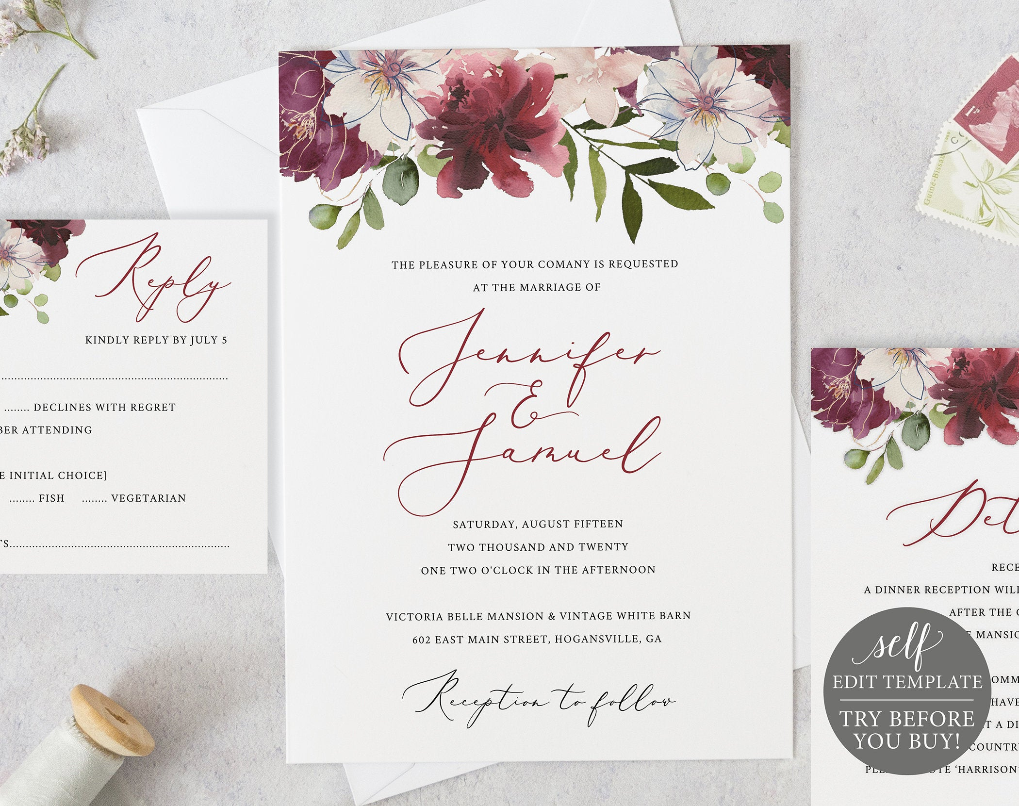 Wedding Invitation Template Instant Download 100 Editable Etsy inside size 2100 X 1661