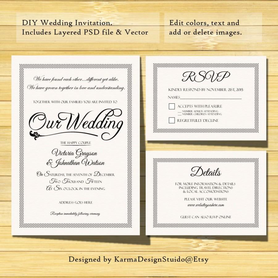Wedding Invitation Template Instant Download Printable with size 900 X 900