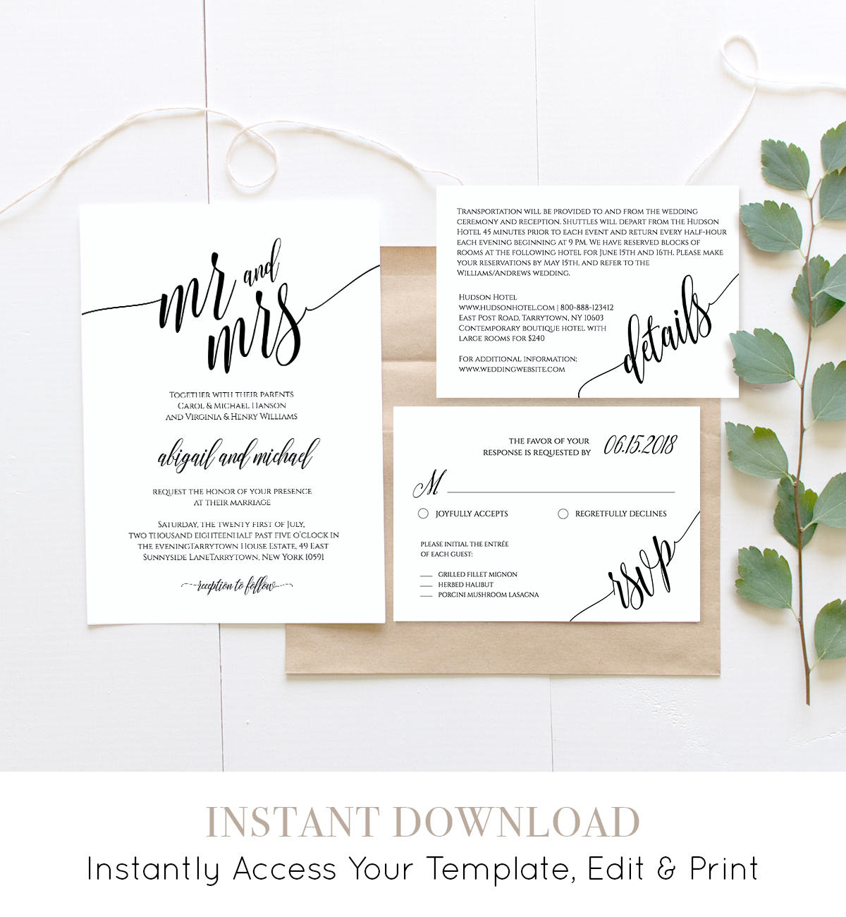 Wedding Invitation Template Instant Download Rustic Modern for measurements 1200 X 1300