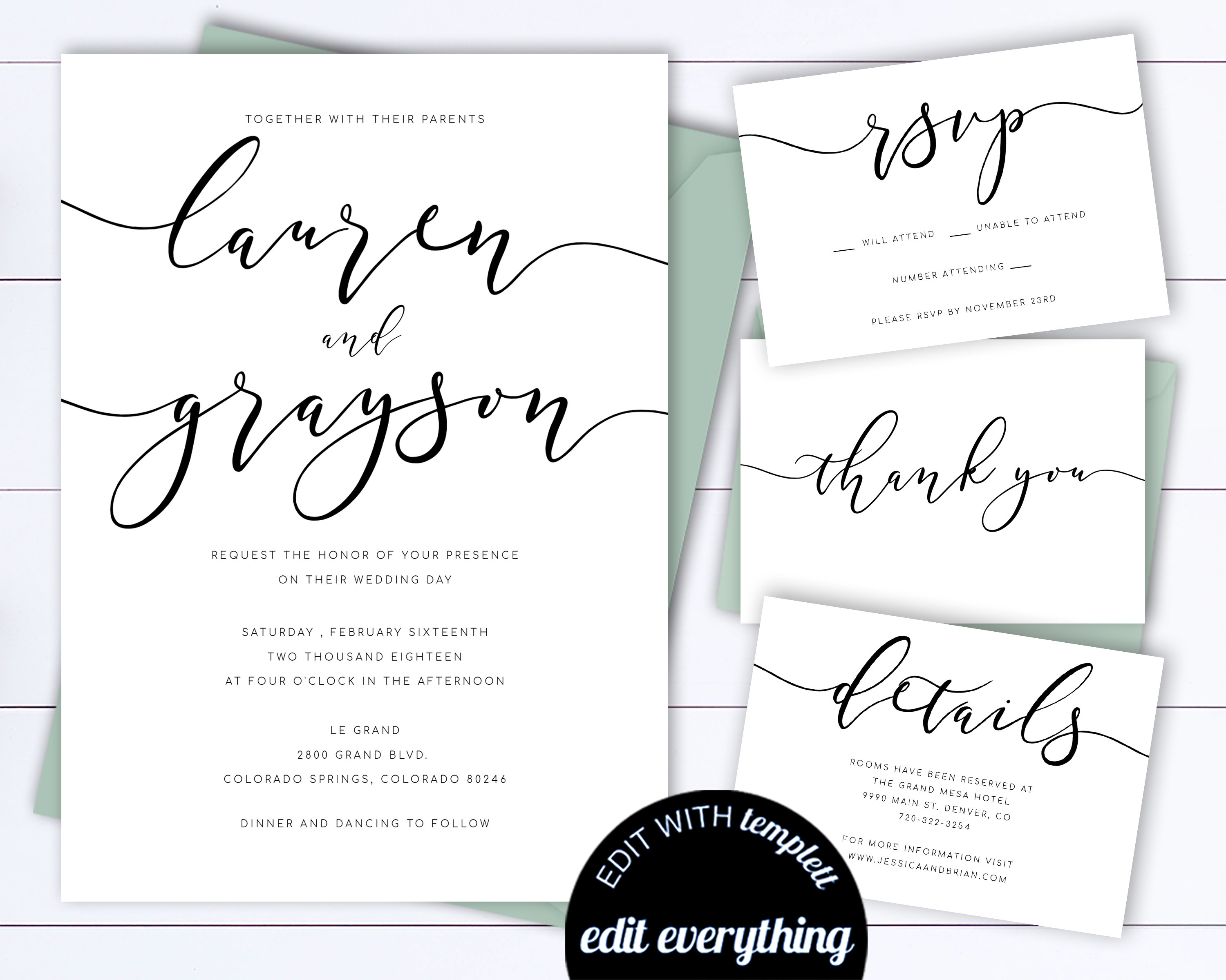 Wedding Invitation Template Modern Wedding Invitation Suite Etsy in dimensions 3000 X 2400