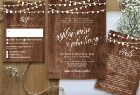 Wedding Invitation Template Printable Rustic Wood String Lights within proportions 1200 X 1300