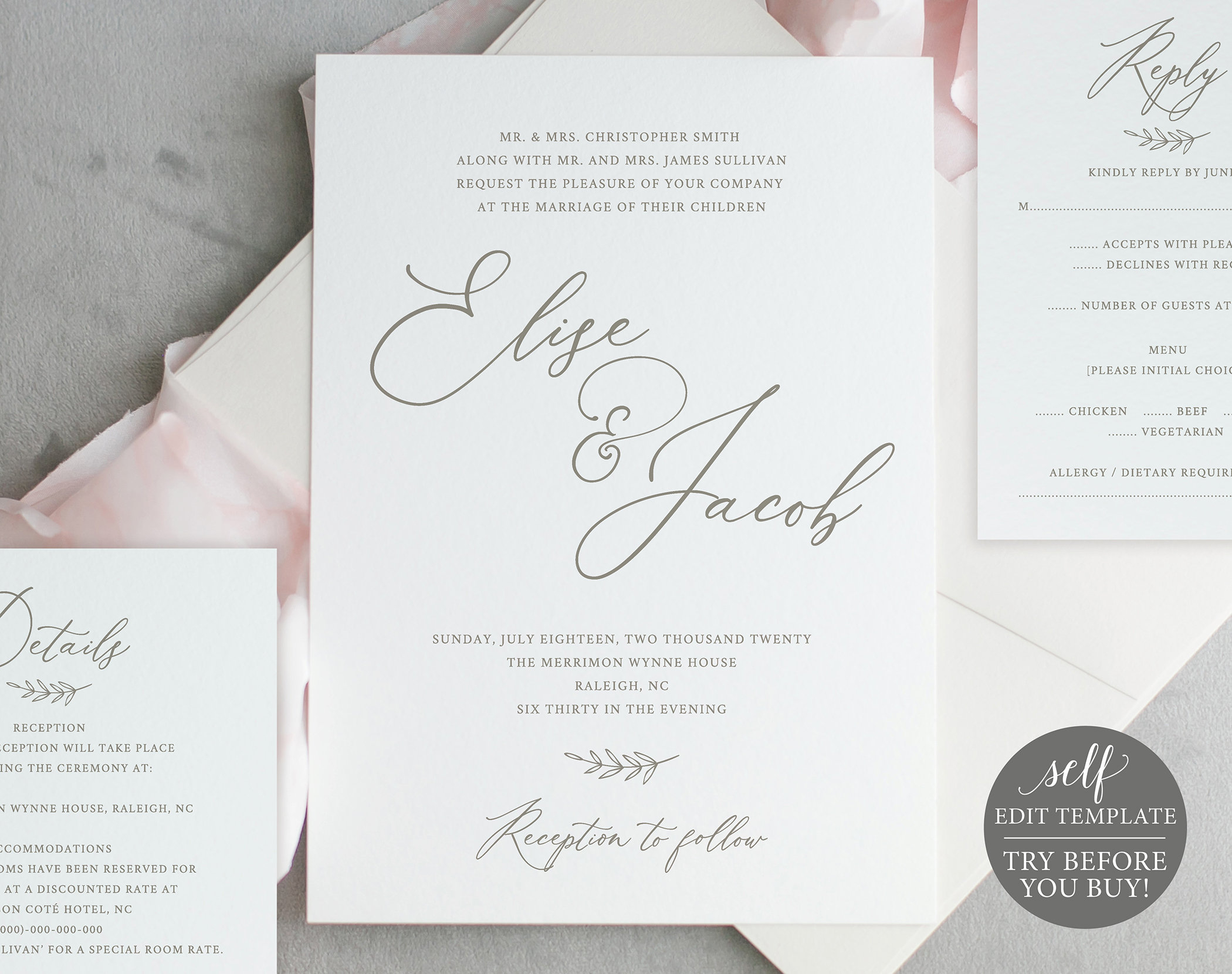 Wedding Invitation Template Set Try Before You Buy Invite Rsvp pertaining to size 2100 X 1661