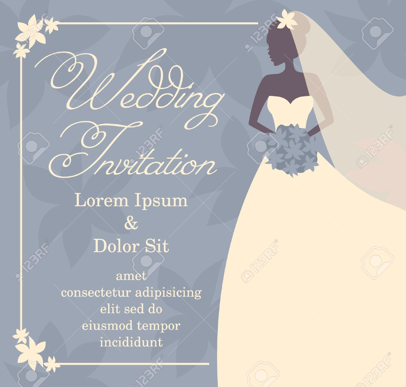 Wedding Invitation Template With Beautiufl Brides Silhouette pertaining to proportions 1300 X 1238