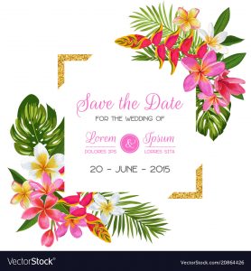 Wedding Invitation Template With Flowers Tropical Vector Image with regard to measurements 1000 X 1080