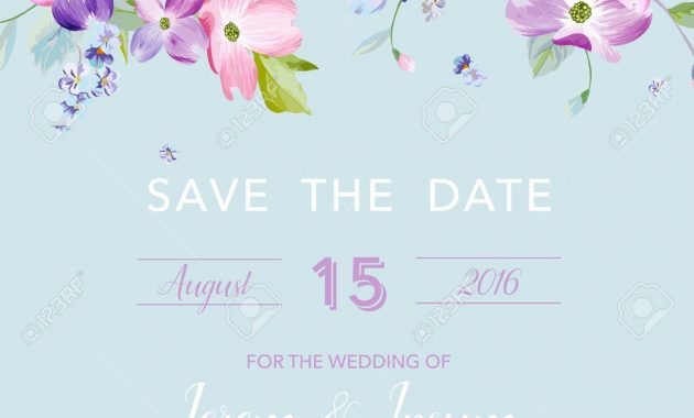 Wedding Invitation Template With Spring Dogwood Flowers Romantic regarding size 1300 X 1300