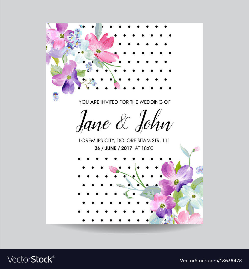 Wedding Invitation Template With Spring Flowers Vector Image On Vectorstock intended for dimensions 1000 X 1080
