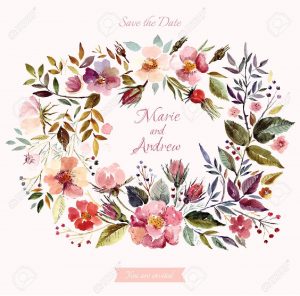 Wedding Invitation Template With Watercolor Floral Wreath Beautiful throughout proportions 1300 X 1284