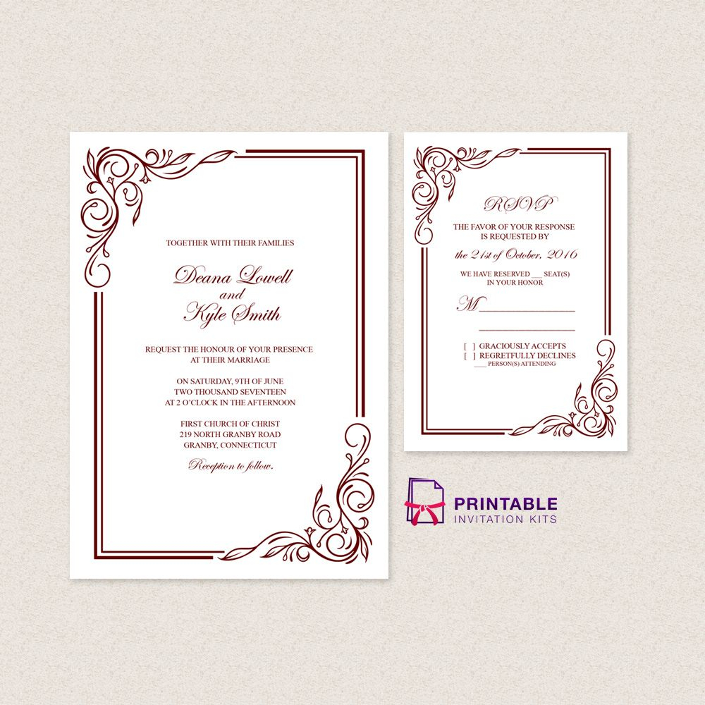Wedding Invitation Templates Free Pdfs With Easy To Edit Text with regard to size 1000 X 1000