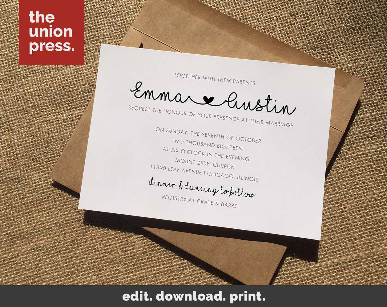 Wedding Invitation Templates Modern Printable Wedding Etsy regarding size 1257 X 1000