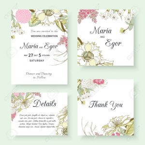 Wedding Invitation Templates With Spring Flower Designs Royalty with size 1300 X 1300