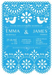 Wedding Invitation Vector Card Template Mexican Folk Papel with dimensions 928 X 1300