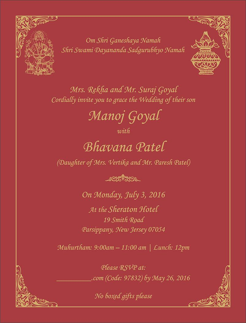 Wedding Invitation Wording For Hindu Wedding Ceremony Hindu in size 804 X 1055