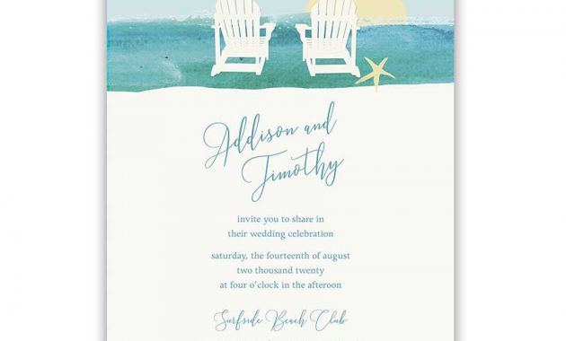 Wedding Invitations Beach Chair Destination Weddings Template with regard to size 900 X 900