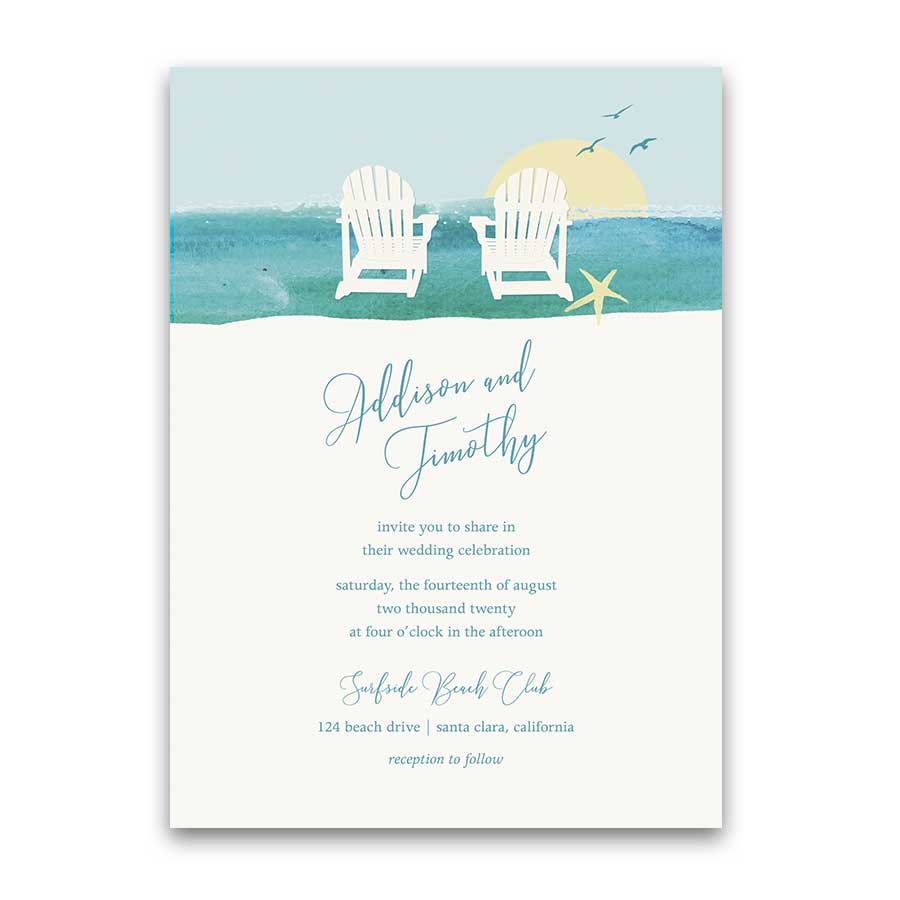 Wedding Invitations Beach Chair Destination Weddings Template with regard to size 900 X 900