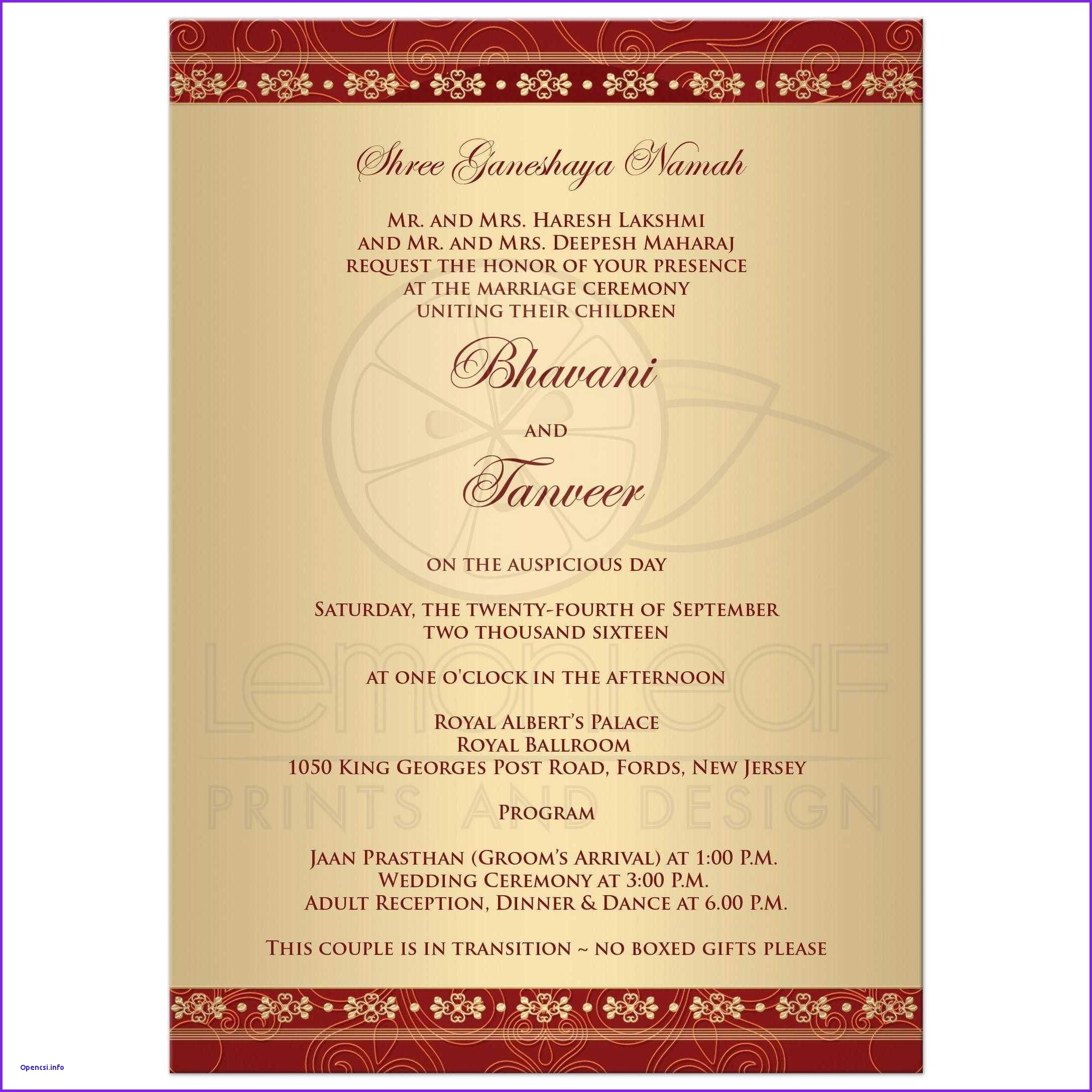 Wedding Invitations Indian Invitations Hindu Wedding Sample Format in sizing 2175 X 2175