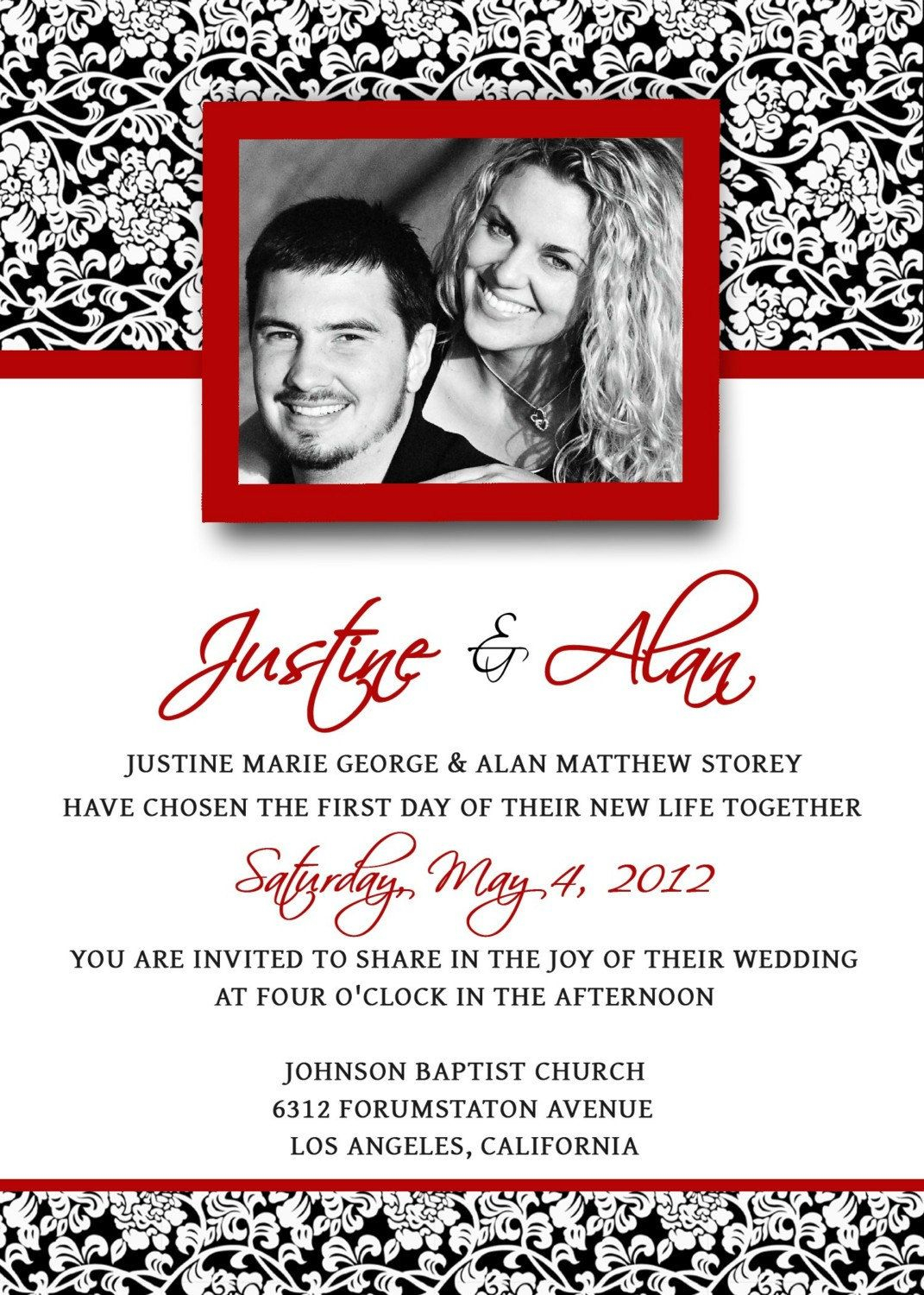 Wedding Invitations Template Psd Photoshop Gimp Damask Red intended for measurements 1071 X 1500