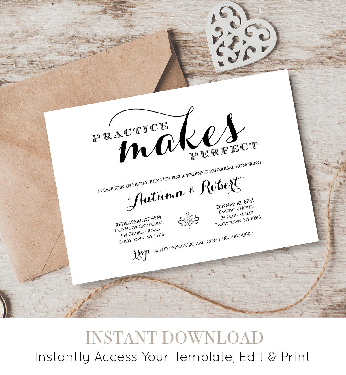 Wedding Rehearsal Dinner Invitation Template Instant pertaining to proportions 1200 X 1300