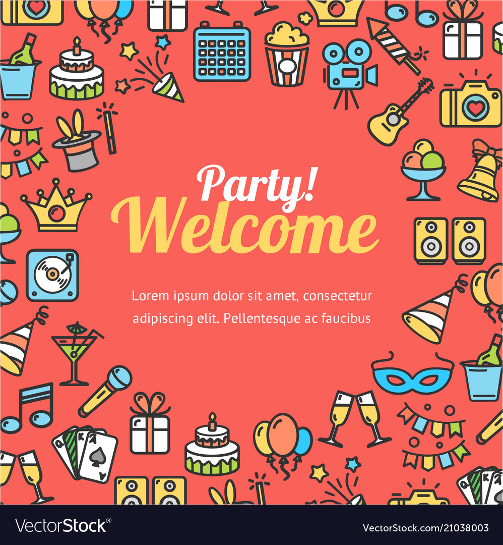 Welcome Party Invitation Card Royalty Free Vector Image intended for size 998 X 1080
