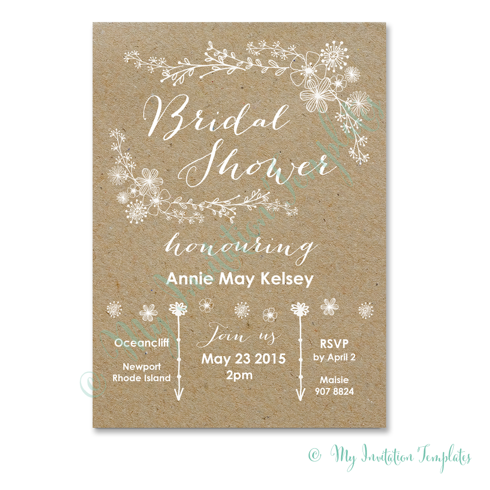 Whimsical Rustic Bridal Shower Invitation Template Happily Ever for dimensions 1000 X 1000