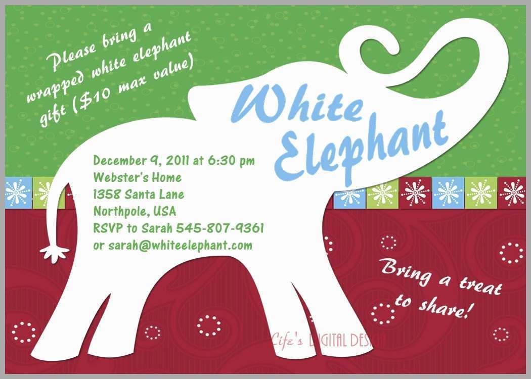 White Elephant Christmas Party Invitations Templates • Business
