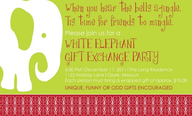 White Elephant Party Invitation Party Time Christmas Party with regard to sizing 1500 X 1000