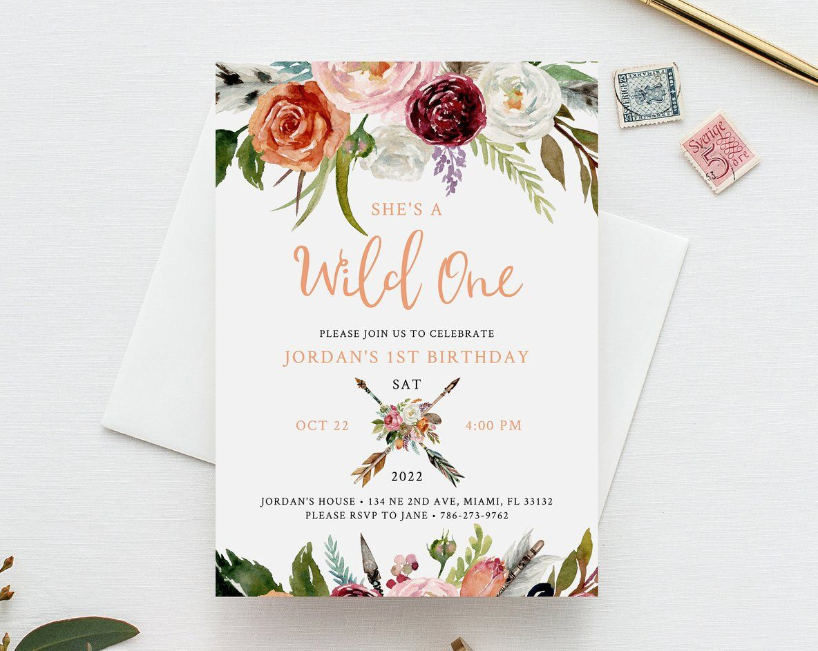 Wild One Invitation Template Printable Wild One 1st Birthday for dimensions 1184 X 943