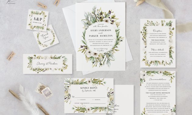 Wildflower Wedding Invitation Template Set Printable Rustic Etsy intended for size 3000 X 2097