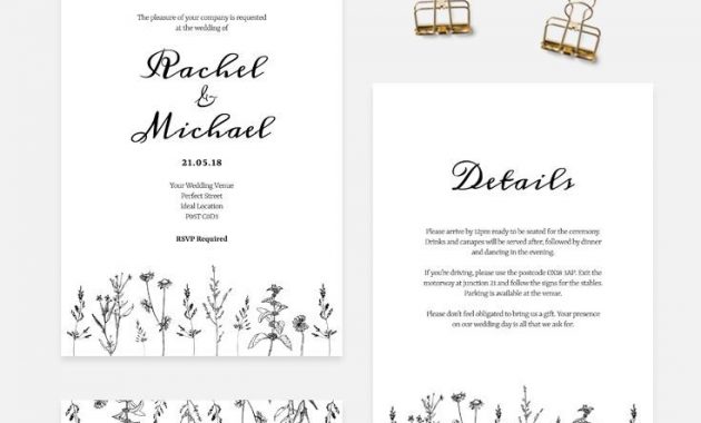 Wildflower Wedding Invitation Template Suite Printable Wedding within size 735 X 1296