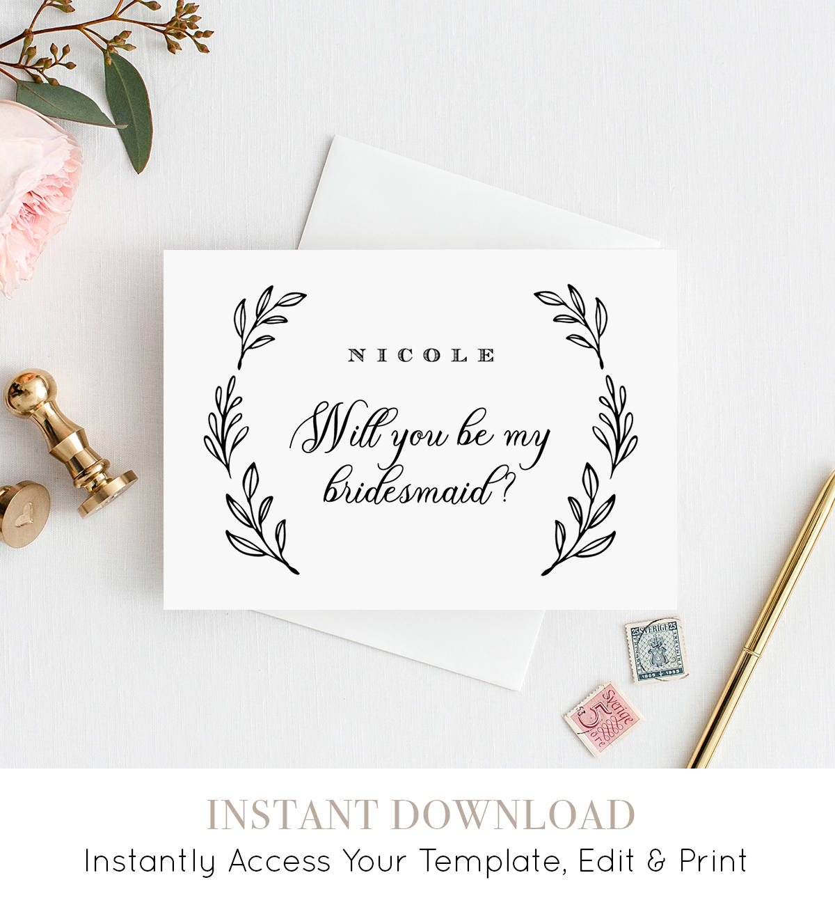 Bridesmaid Invitation Card Template • Business Template Ideas