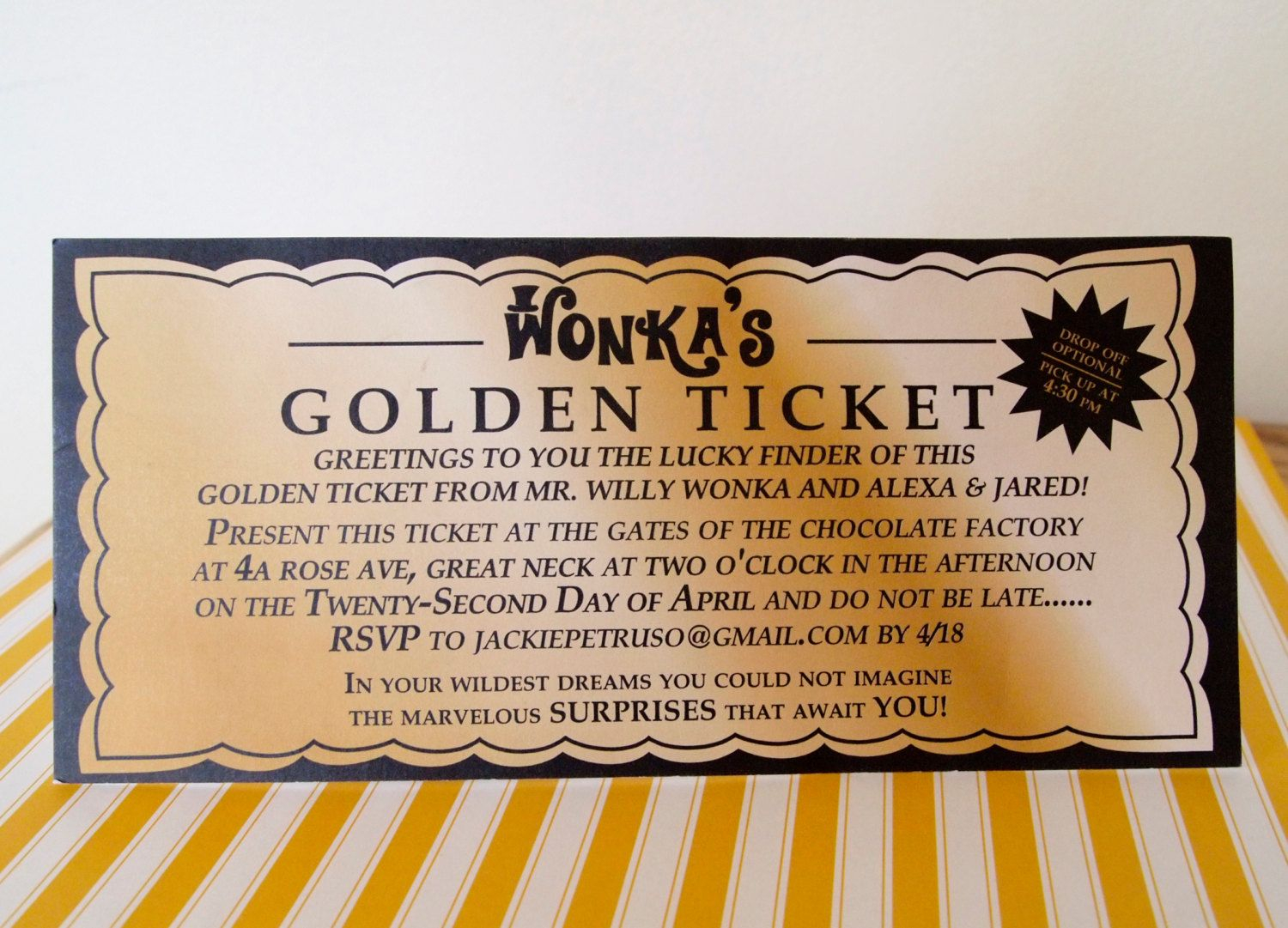 Willie Wonka Golden Ticket Invitations Willy Wonka Golden Ticket within proportions 1500 X 1081