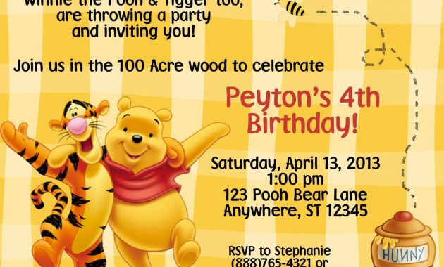 Winnie The Pooh Birthday Party Invitation Template Winnie The Pooh with regard to proportions 1500 X 1071