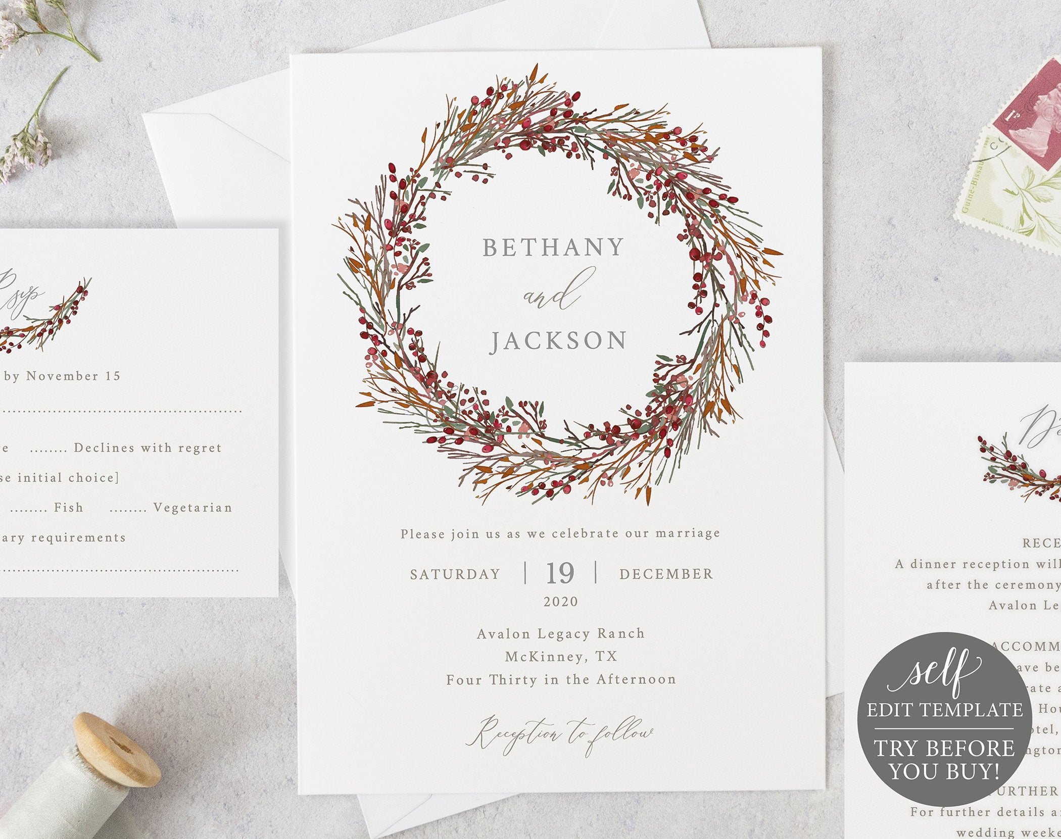 Winter Wedding Invitation Template Set Try Before You Buy 100 within sizing 2100 X 1661