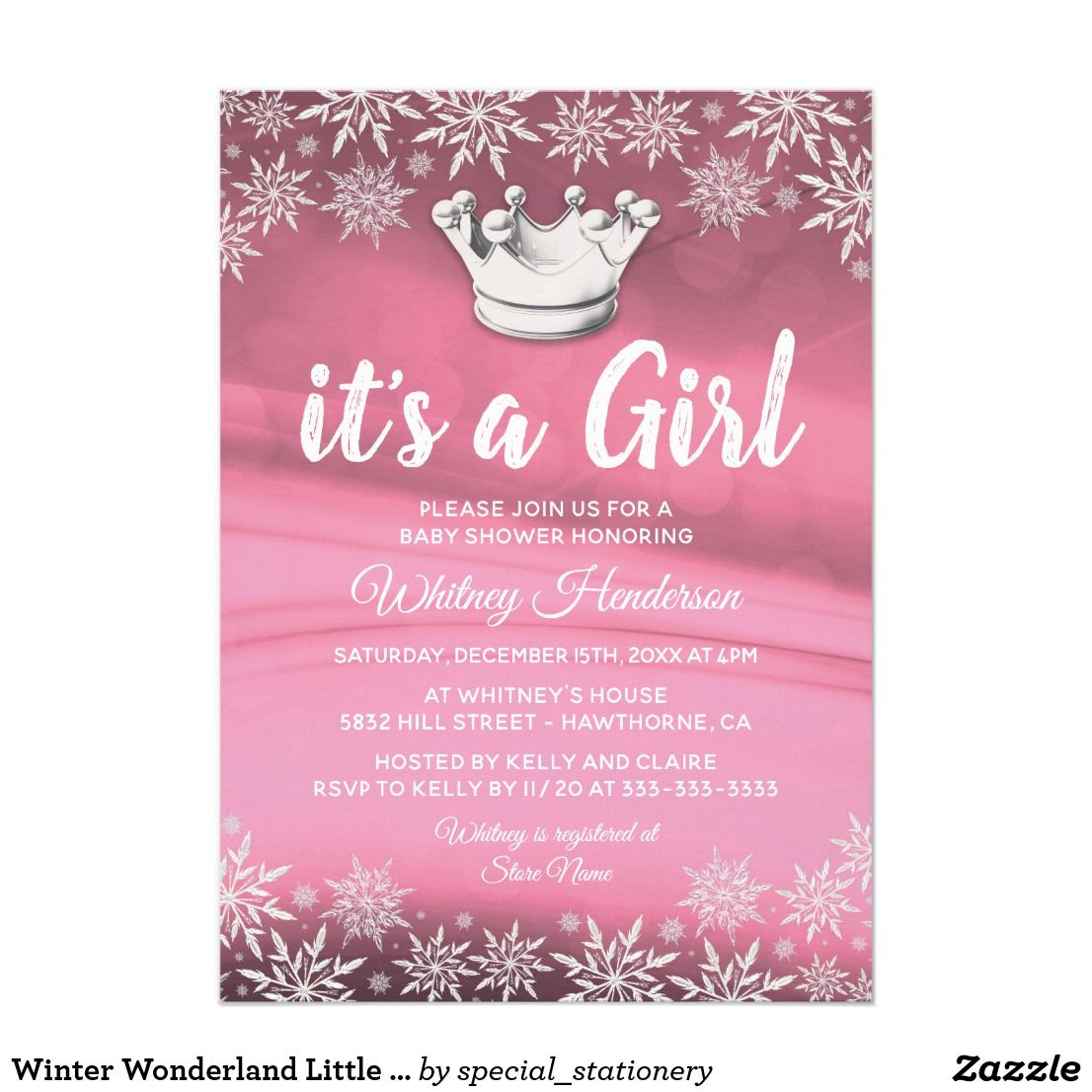 Winter Wonderland Little Princess Girl Ba Shower Invitation intended for sizing 1106 X 1106