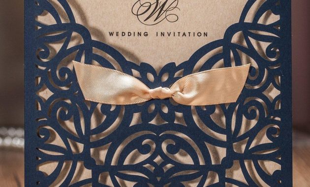 Wishmade Navy Blue Laser Cut Wedding Invitations Cards With Bowknot with regard to dimensions 1100 X 1100