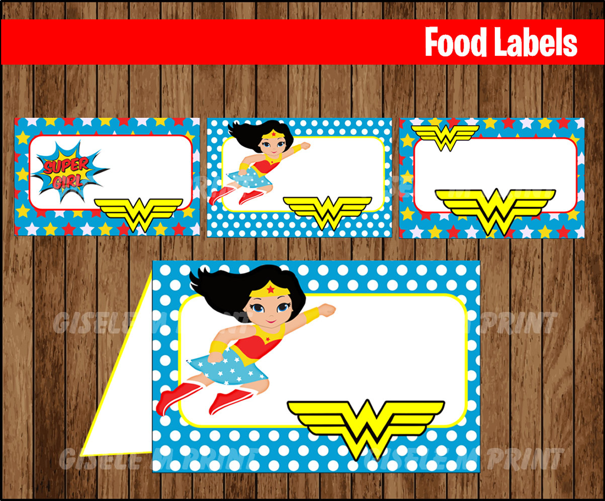 Wonder Woman Food Labels Printable Wonder Woman Food Tent Etsy with regard to size 1203 X 997