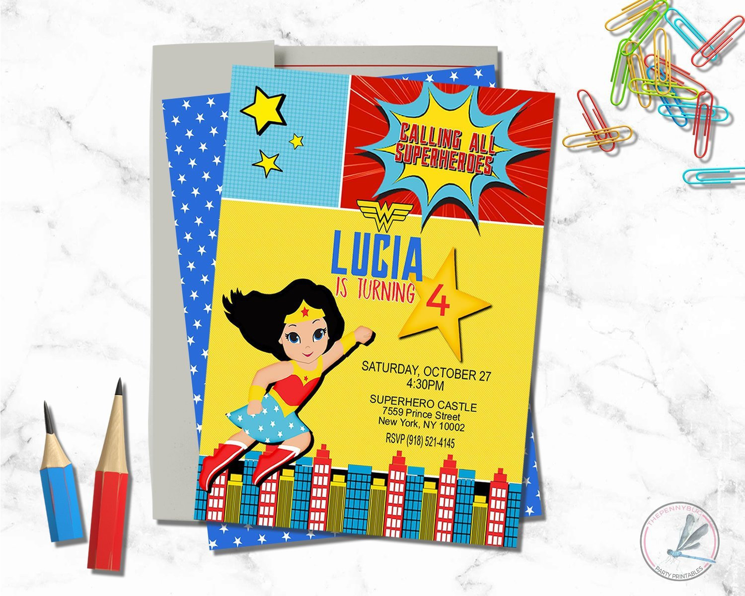 Wonder Woman Invitation Template Download Editable Invitation Etsy within measurements 1500 X 1200