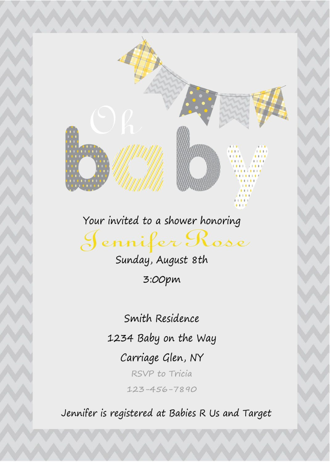 Yellow And Gray Ba Shower Invitation Print Your Own Gray And pertaining to measurements 1071 X 1500